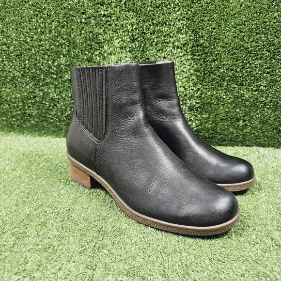 Dansko Shoes - Dansko Daisie Black Leather Zip Pull On Ankle Boots Waterproof Womens 39 US 9